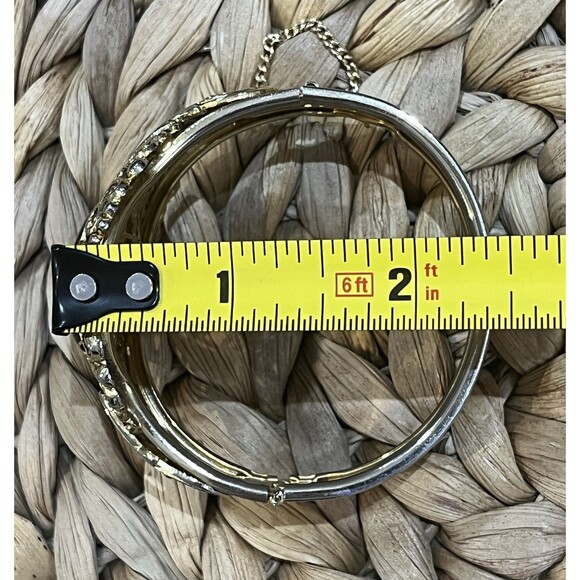 Victorian Goth Gold-tone Glass Carnelian Stone Clamper Bracelet Old Money - Picture 8 of 10